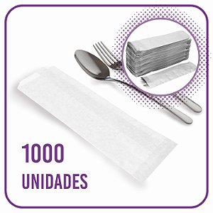 Saco Para Talher - Papel Kraft Branco Liso (Sem Impressão) - 1000 Unidades