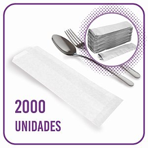 Saco Para Talher - Papel Kraft Branco Liso (Sem Impressão) - 2000 Unidades