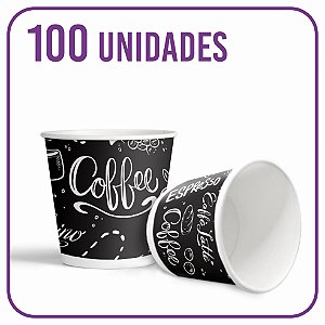 Copo De Papel 110ml - Mod. Preto Impressão Café 100 unidades