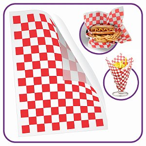 Papel Acoplado - Quadriculado Vermelho - (500 Unidades)