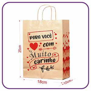 Sacola Kraft para Presente - 50 Unidades -PP (18x10x25) (MC)