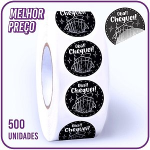 Etiqueta Adesiva Redonda 3cm - Oba!! Cheguei! - 500 Unidades