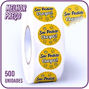 Etiqueta Adesiva Redonda 3cm - Seu Pedido Chegou Emojis - 500 Unidades