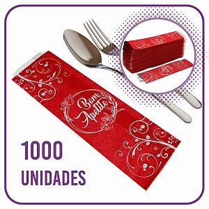 Saco para Talher - Vermelho B.A. - Papel Kraft Branco - 1000 Unidades