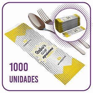 Saco Para Talher - Sabor que Apaixona - Papel Kraft Branco - 1000 unidades