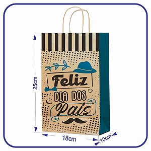 Sacola Kraft Dia dos Pais - 10 Unidades - PP (18x10x25)