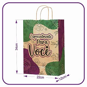 Sacola Kraft Especialmente para Você - 50 Unidades - M (22x12x34)