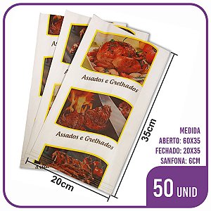 Saco Térmico Frango Assado Carne - Barreira Gordura (50 Unidades)