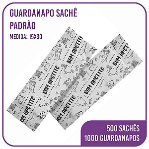 Guardanapo Sachê Bom Apetite 15x30 C/ 2 Folhas 500 Unidades
