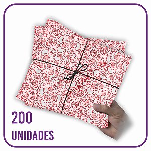 Papel Seda Premium Corações Vermelho 01 - 60x40cm 200 folhas