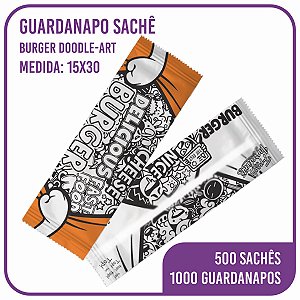 Guardanapo Sachê Doodle-Art Burger 15x30 C/ 2 Folhas - 500 Unidades
