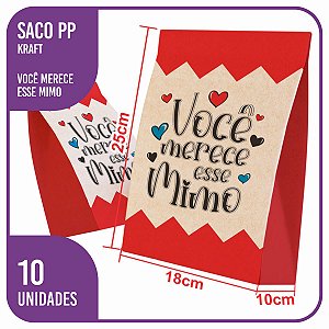 Saco Kraft PP 18x10x25 Você Merece esse Mimo - 10 Unidades