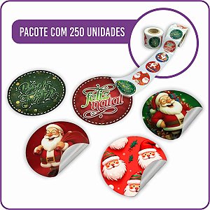 Adesivo Redondo 3cm Natal Boas Festas 008 - 250 Unidades