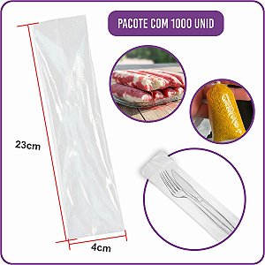 Saquinho Plástico Gelinho Geladinho Talher 4x23cm - (1000 Unidades)