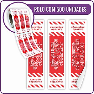 Lacre de Segurança Adesivo Vermelho Pro 2x8cm - 500 Unidades
