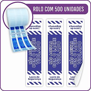 Lacre de Segurança Adesivo Azul Pro 2x8cm - 500 Unidades