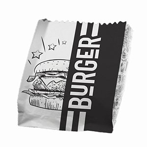 Saco Kraft Burger Listras Preto (P) - (500 Unidades)