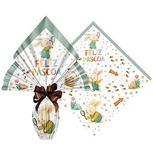 Embalagem Ovo De Páscoa 24x24cm Pratic Caça Aos Ovos - (25 Unidades)