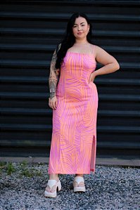 Vestido Feminino Longo Alice Rosa estampado