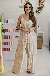 Macacão Feminino Longo Geysa Nude Estampado