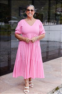 Vestido Feminino Midi Chica rosa