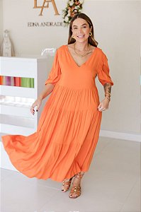 Vestido Feminino Midi Chica laranja
