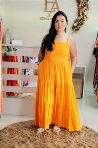 Vestido Feminino Longuete Paula laranja