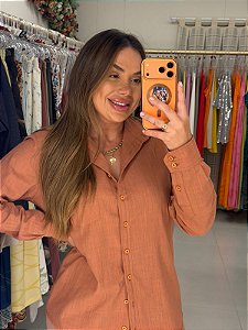Camisa Feminina Oversized Alexia Marrom