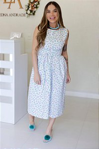 Vestido Feminino Midi Marilda branco estampado