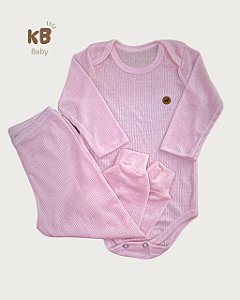 Conjunto  Bebê Pagão Longo rosa chá