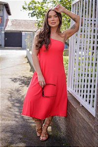 Vestido Feminino midi Nila vermelho