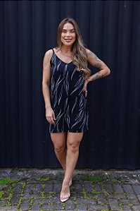 Vestido Feminino Curto Liah Preto Estampado