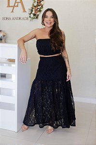 Conjunto Feminino longo Mirella Renda Marinho