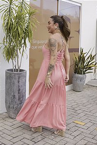 Vestido Feminino Longuete Paula pessego