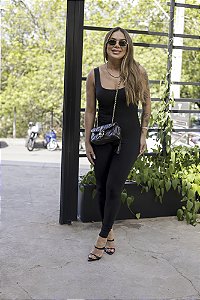 Macacão Feminino longo Caroline Preto