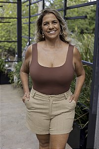 Body Feminino Mônica Marrom