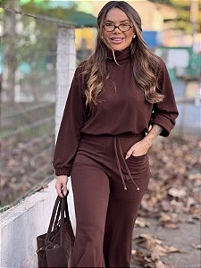 Conjunto Luiza Gola Alta Marrom