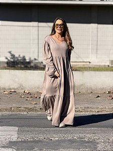 Vestido Chica longo manga Longa Fendi