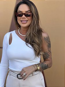 Blusa nula manga gota branca