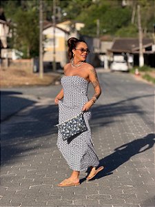 Vestido Feminino Longo Sue Estampa marinho