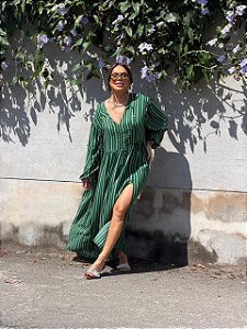 Vestido Bela verde listrado