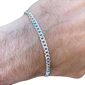 Pulseira Masculina Grumet Escamada 1x1 4mm De Prata 925
