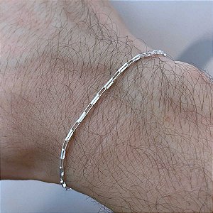 Pulseira Masculina 2mm Veneziana Longa Prata 925 Legítima