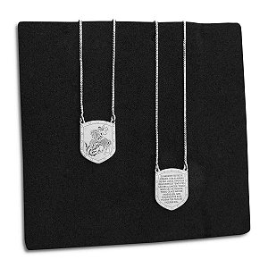 Colar Escapulário de Prata 925 São Jorge Oração Escudo 60cm