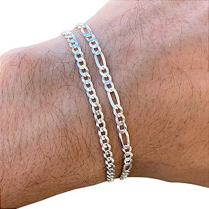 Kit 2 Pulseiras Grumet e 3x1 3mm Prata 925