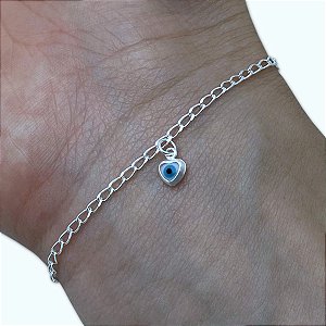 Pulseira Infantil Olho Grego Mau Olhado Prata 925 Legítima