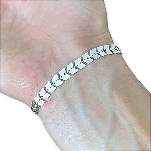 Pulseira Feminina Escama Setas Prata 925 Legítima Original