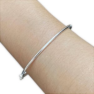 Bracelete Pulseira Aro Redondo 2mm de Prata 925 Feminina