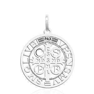 Pingente Medalha de São Bento de Prata Legítima 925 Original