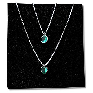 Colar e Pingente Ponto Luz Zircônia Verde Prata 925 Legítima 45cm